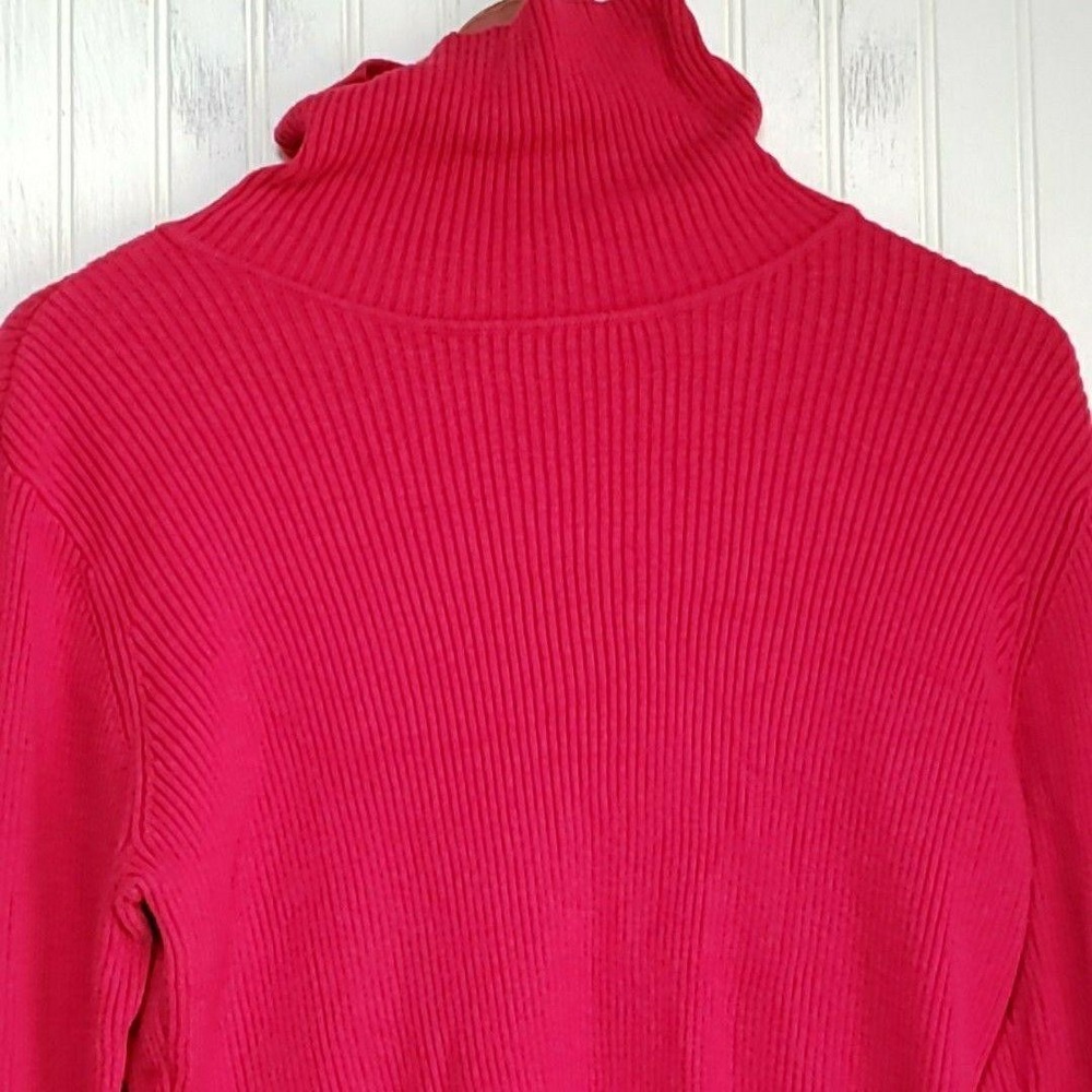 Liz Claiborne Sweater Womens XL Red Turtleneck Ribbed Cotton Knit Pullover
